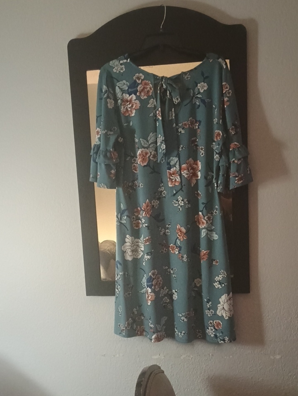 Floral Tie-Back Midi Dress in Teal - Women